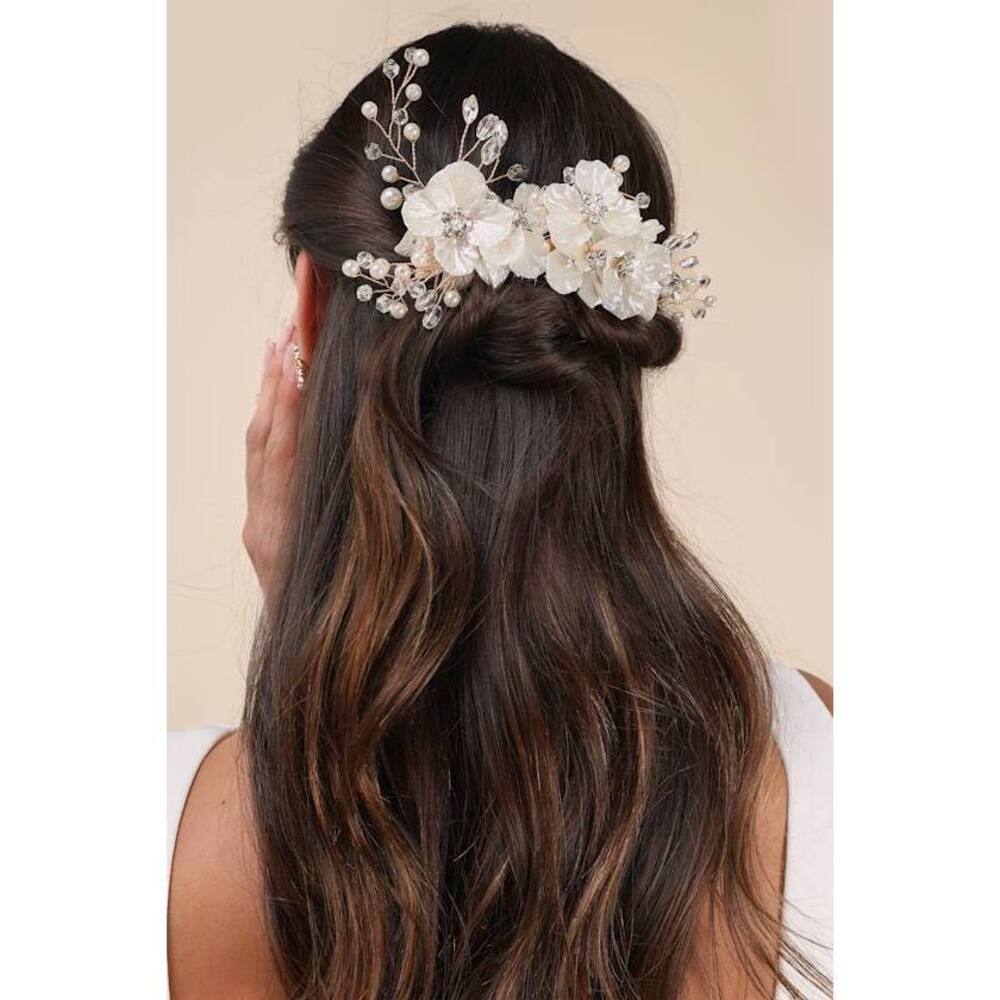 Lulus So Marvelous Gold Bead Flower Hair Comb - Size One Size